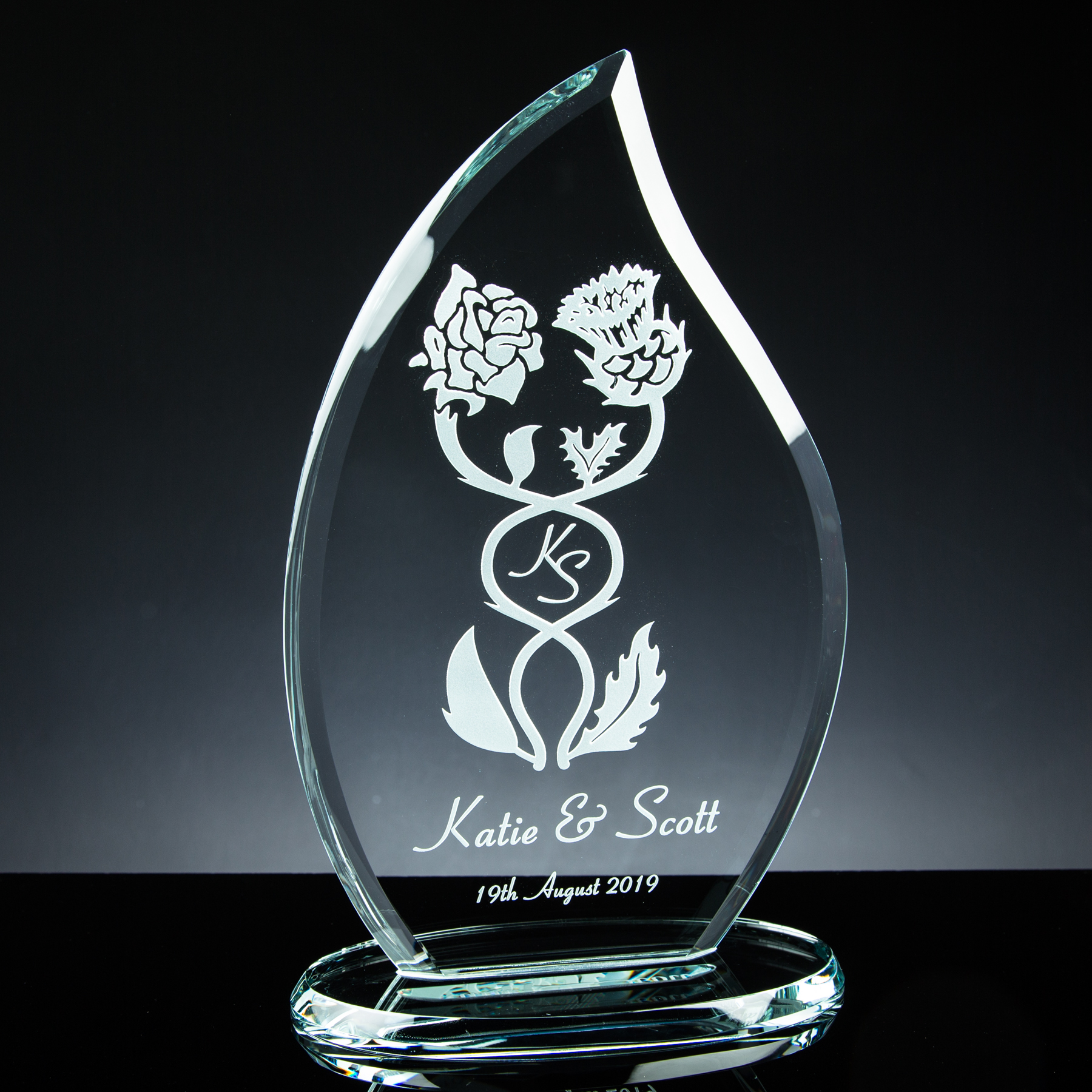 10mm Glass 10 inch Flame Tablet Bevelled edge, Single, Satin Boxed