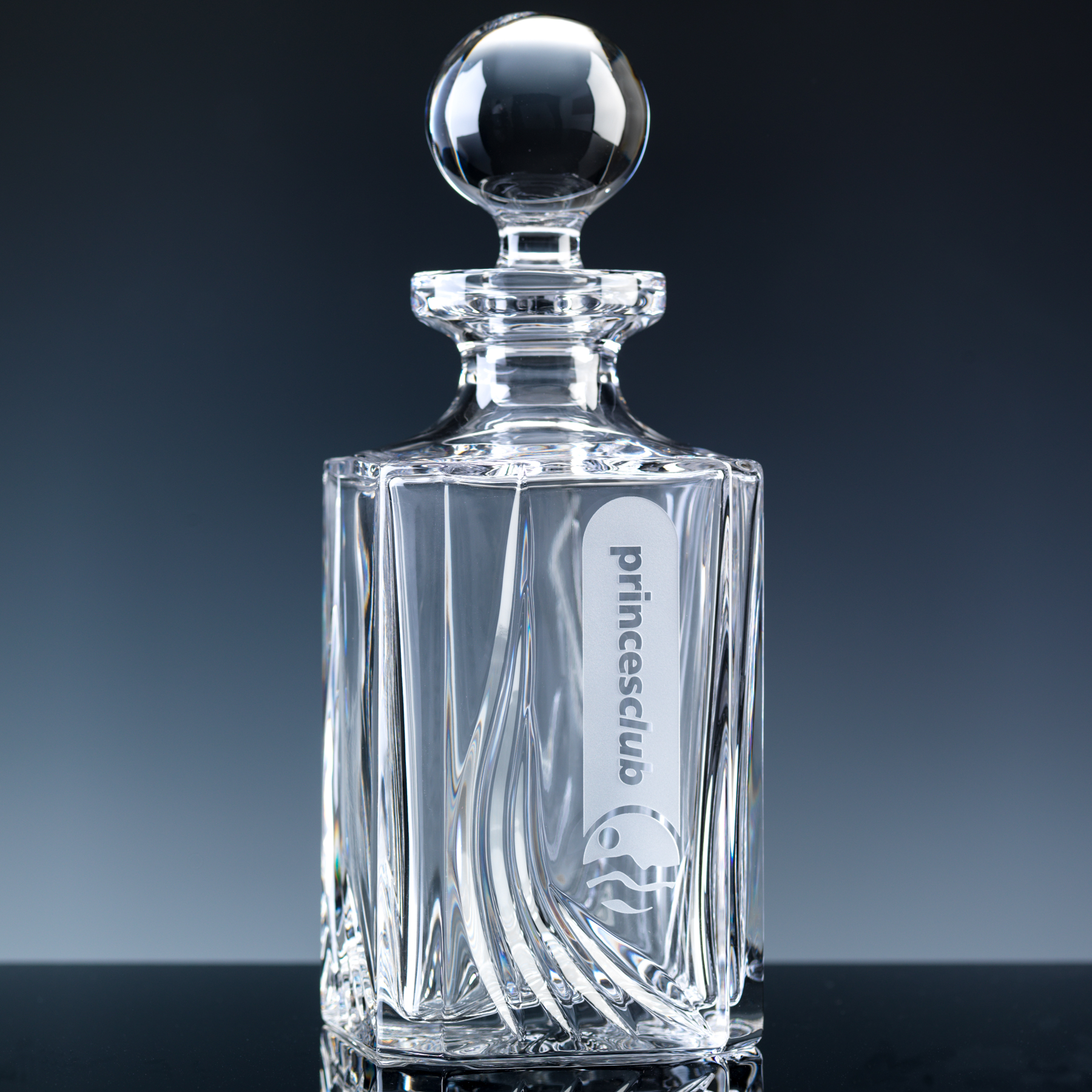 Inverness Crystal Flame Panelled 24% Lead Crystal Square Spirit Decanter, Blue Boxed