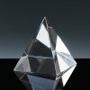 Optical Crystal Award 2 inch Square Pyramid, Single, Velvet Casket