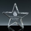 Optical Crystal Award 5 inch Star Paperweight, Single, Velvet Casket