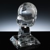 Optical Crystal Award 8.5 inch Globe Hand, Single, Velvet Casket